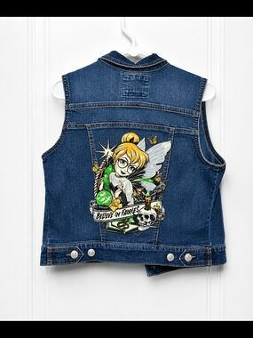 Wax Jean Blue Denim Vest with Green Fairy Graphic